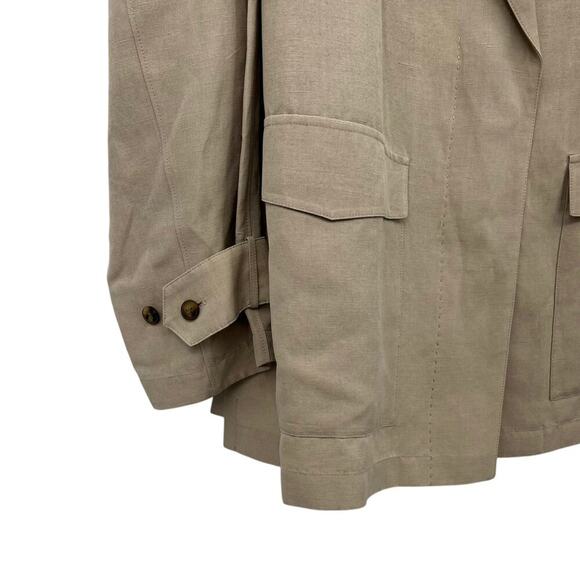 LAFAYETTE 148 NEW YORK Blazer Jacket Beige Silk Linen One Button Pockets Sz XL - Picture 4 of 9